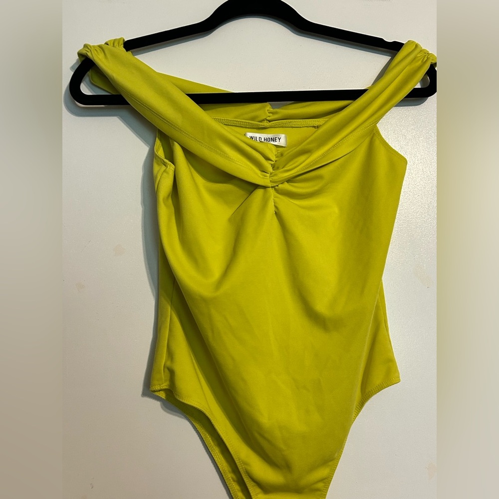 Wild Honey Vibrant Lime Off-Shoulder Bodysuit
